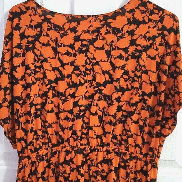 Amazon Essentials Boho Rusty Brown Floral Surplice Flowy Jersey Maxi Dress - Picture 8 of 11